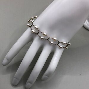 Vintage sterling silver 925 freshwater pearls elegant bracelet large wrist